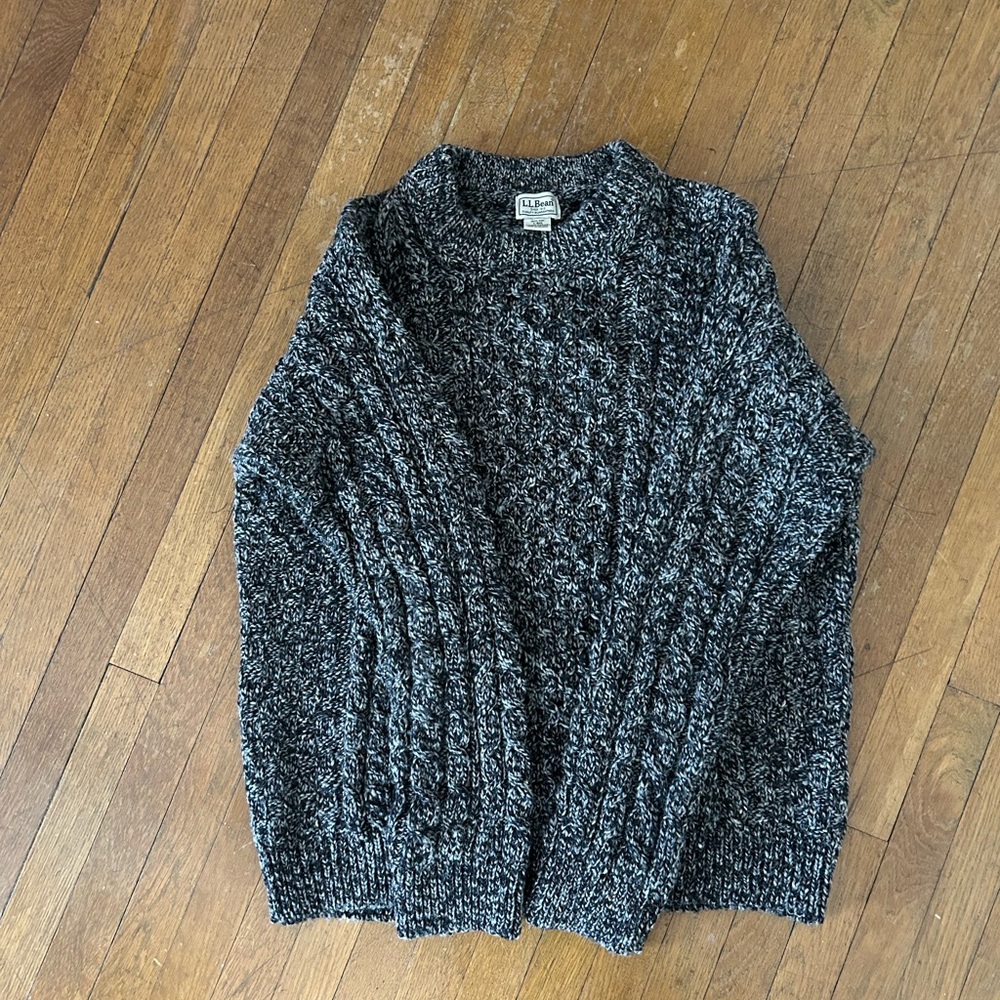 L.L. Bean Marled Black and Gray Knit Sweater